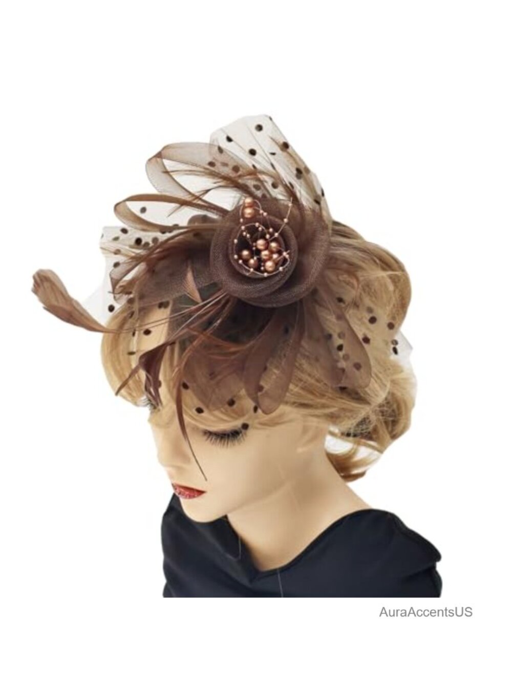 Women's Floral Feather Fascinator Hat with Hair Clip & Headband for Tea Party